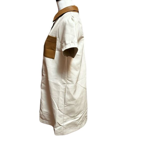 NWT Fate Cream and Brown Mini Shirt Dress | Size Small - Picture 7 of 9